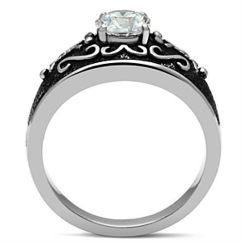 TK373 - High polished (no plating) Stainless Steel Ring with AAA Grade